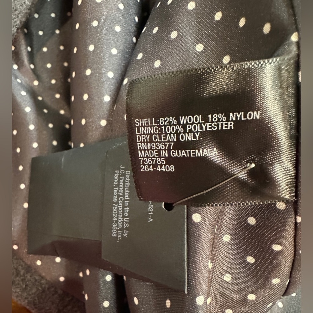 NWT Worthington Wool Blend Lined Pea Coat Medium Charcoal Gray Women’s Size 3X - Picture 8 of 10